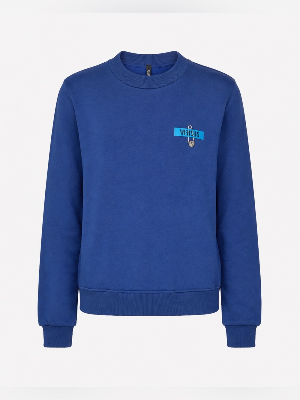 Versus Versace Blue Crewneck Sweatshirt Safety Pin Lion Logo Patch Pullover S